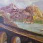 Painting oil Signed ICA67 landscape With Bridge & Train Painting Vintage p2