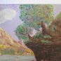 Painting oil Signed ICA67 landscape With Bridge & Train Painting Vintage p2