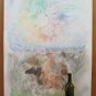 Painting Modern Abstract Watercolour Frosted On paper Horse Self-Portrait P35