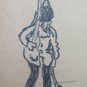 Drawing Antique Pencil On paper Signed Theme Humorous Soldiers Horseback BM53.5C
