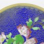 Two Saucers Cloisonne Vintage Chinese Blue With Blossom and Bottom Enamel CM15