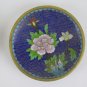 Two Saucers Cloisonne Vintage Chinese Blue With Blossom and Bottom Enamel CM15