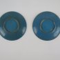 Two Saucers Cloisonne Vintage Chinese Blue With Blossom and Bottom Enamel CM15