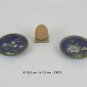 Two Saucers Cloisonne Vintage Chinese Blue With Blossom and Bottom Enamel CM15
