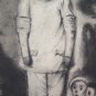Large Drawing Antique Inspired Watteau Pierrot Duteurtre Dut BM53.0.0353oz