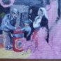 Painting Not Finished With Scene & Characters IN A Street of Madrid Vintage MD7