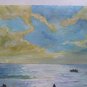 Painting oil On Linen Old Navy Sea Boats Spain '900 Painting MD10