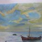 Painting oil On Linen Old Navy Sea Boats Spain '900 Painting MD10