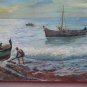 Painting oil On Linen Old Navy Sea Boats Spain '900 Painting MD10