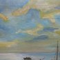 Painting oil On Linen Old Navy Sea Boats Spain '900 Painting MD10