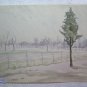Antique Watercolour On paper Signed landscape By Country With Trees Undress P28M