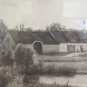 Engraving Antique landscape Denmark Dansk Bondegaard Carl Stenders Kunstforla