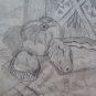 Old Sketch Pencil On paper Signed Drawing Inside With Items Spain MD10