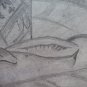 Old Sketch Pencil On paper Signed Drawing Inside With Items Spain MD10
