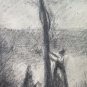 Large Drawing Antique A Charcoal landscape Pierre Duteurtre Said Dut BM53.1