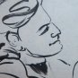 Drawing Sketch On paper Shapes Mothers Child Portrait Vintage Painter P28.7