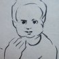 Drawing Sketch On paper Shapes Mothers Child Portrait Vintage Painter P28.7