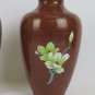 Couple Vases Cloisonn&Atilde;&copy; Jar Vintage Chinese Asia Red Colourful Blossom Floral CM1