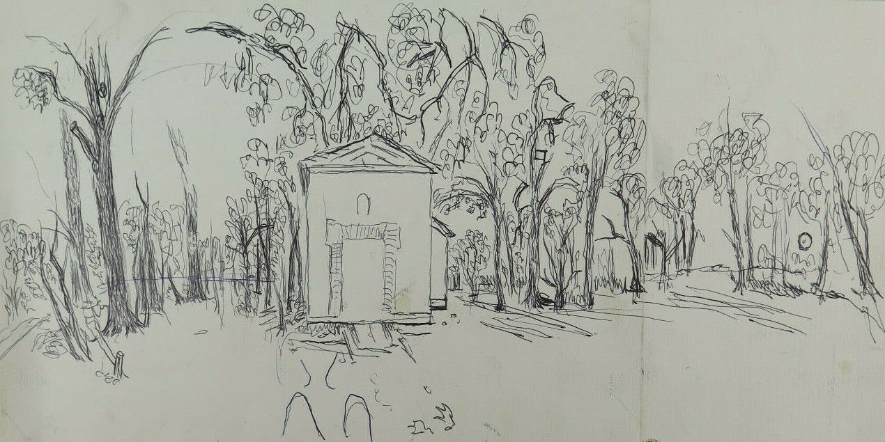 Old Sketch Studio Preparatory Drawing View Opera Painter Pancaldi P14