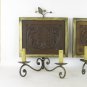 Couple Old Wall Expressions Wood & Wrought Iron Forged by Hand CH11