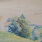 Old Drawing landscape View Tegensee Germany Sketching Sketch BM53.6C