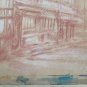 Antique Drawing A Blood View City France Pierre Duteurtre Dut BM53.1