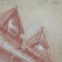 Antique Drawing A Blood View City France Pierre Duteurtre Dut BM53.1