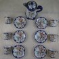 Service For Coffee Porcelain Eggshell Japanese Vintage Painting Hand R15