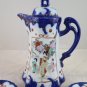 Service For Coffee Porcelain Eggshell Japanese Vintage Painting Hand R15