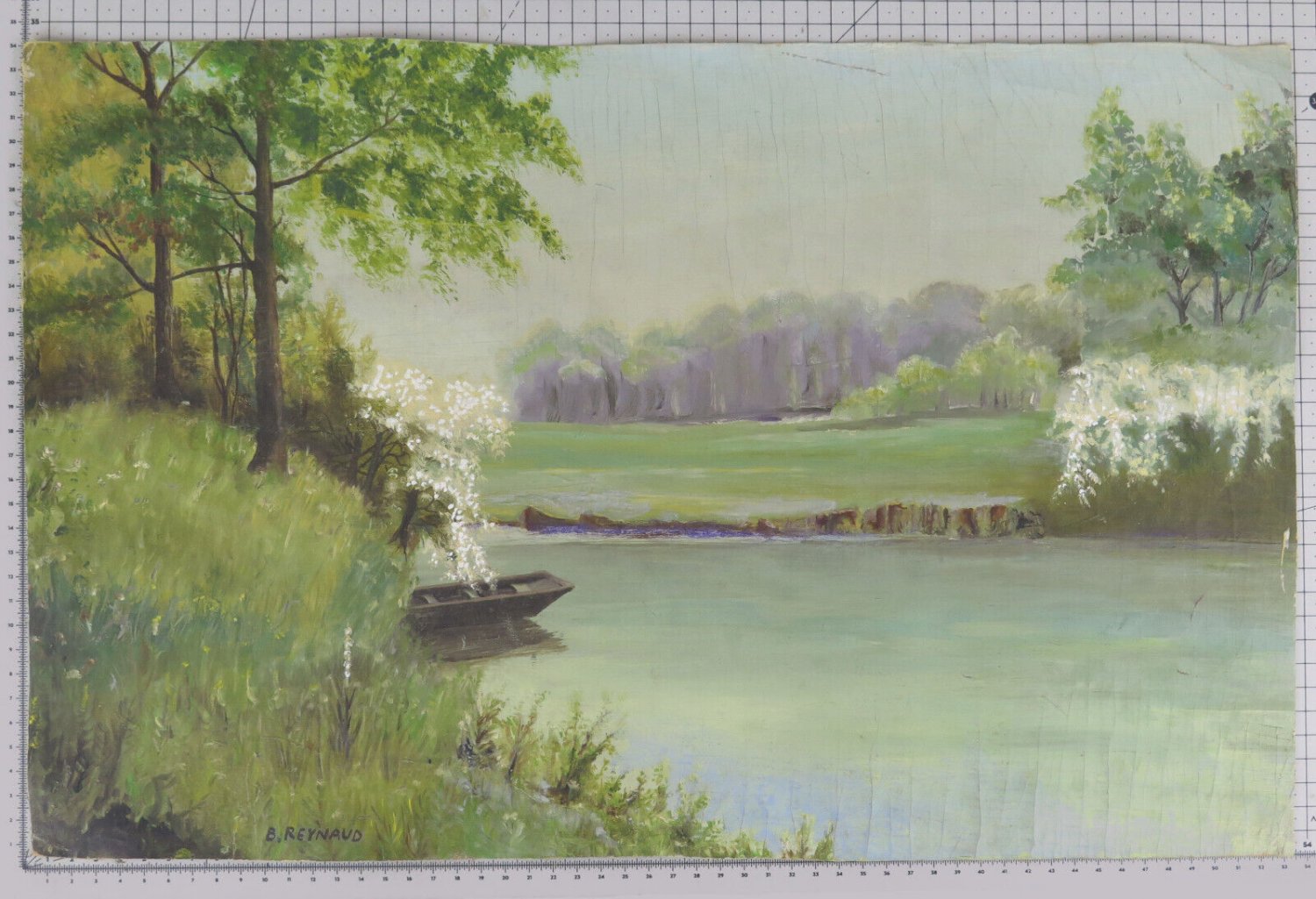 Old Painting oil Signed Reynaud Painter Piedmont landscape Spring Bsn