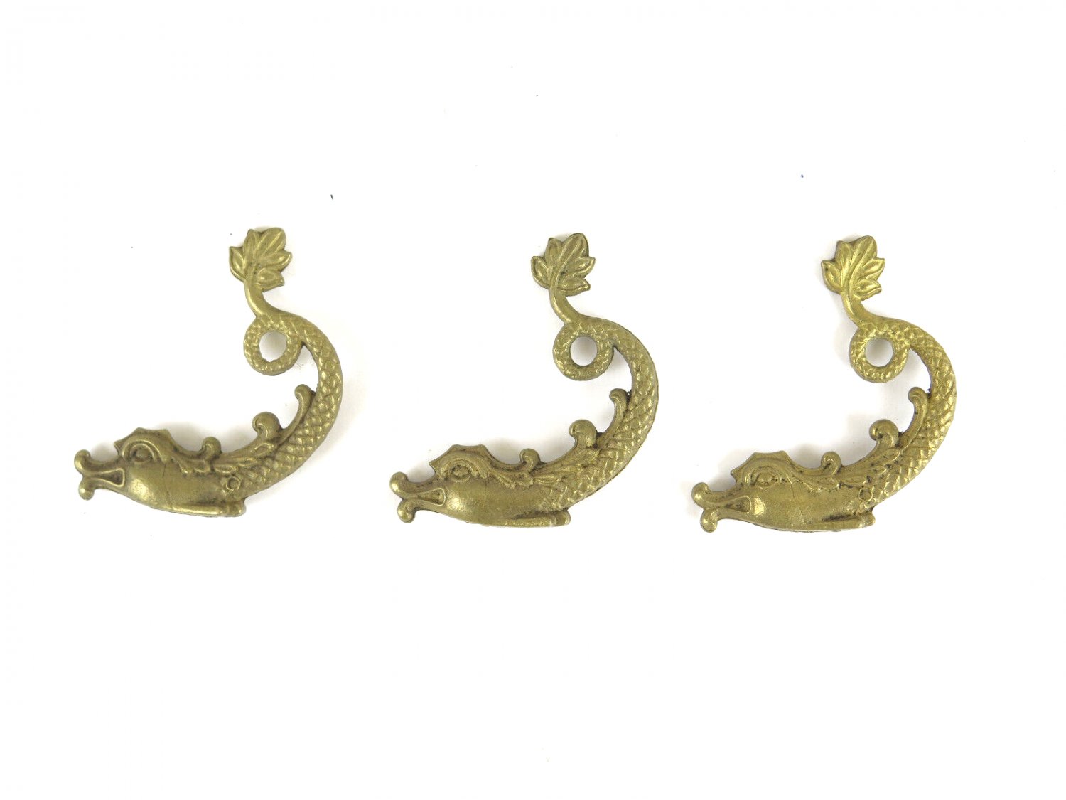 3 Old Sculptures Fret Bronze Golden Shape Of Fish Style Baroque Decorations CH28