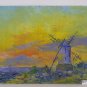 Landscape With Windmill A Wind Old Painting oil French Of '900 Vintage X7