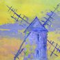 Landscape With Windmill A Wind Old Painting oil French Of '900 Vintage X7