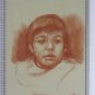 11 13/16x15 11/16in Portrait Child Signed Dated Quadro Vintage Pencil On paper