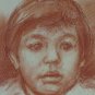 11 13/16x15 11/16in Portrait Child Signed Dated Quadro Vintage Pencil On paper