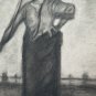 Woman With Pitcher Sopra Shoulder Drawing Antique Of Pierre Duteurtre Dut BM53.1