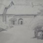 Drawing Antique Artist Emil Otto Bischoff View Home Countryside France BM53.6C