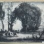 Bleak landscape Countryside Large Drawing Antique Of Pierre Duteurtre Dut BM53.1
