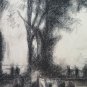 Bleak landscape Countryside Large Drawing Antique Of Pierre Duteurtre Dut BM53.1