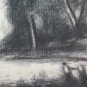 Bleak landscape Countryside Large Drawing Antique Of Pierre Duteurtre Dut BM53.1