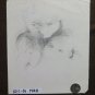Portrait of Mum With Children Sons Old Drawing Pencil paper Vintage P28.8