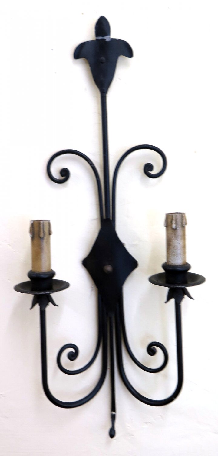 Wall Wrought Iron Vintage Half 'Twentieth Century A Two Flames Light Wall CH11