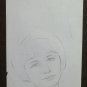 Old Drawing Pencil On paper Portrait Little Girl Vintage Years 60 70 P28.8