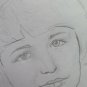 Old Drawing Pencil On paper Portrait Little Girl Vintage Years 60 70 P28.8