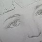 Old Drawing Pencil On paper Portrait Little Girl Vintage Years 60 70 P28.8