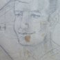 Drawing Antique Studio Face Human Pencil On paper Years 40 Sketch P28.6