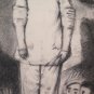 Large Drawing Antique Inspired Watteau Pierrot Pierre Duteurtre Dut BM53.1 H