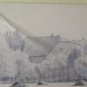 Drawing Antique landscape Countryside Signed Goerg Painting Pencil paper BM53.6B