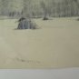 Drawing Antique landscape Countryside Signed Goerg Painting Pencil paper BM53.6B