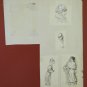 Collection Of drawings Antique Signed M.Serive Portrait Caricature 1900 BM53.5H